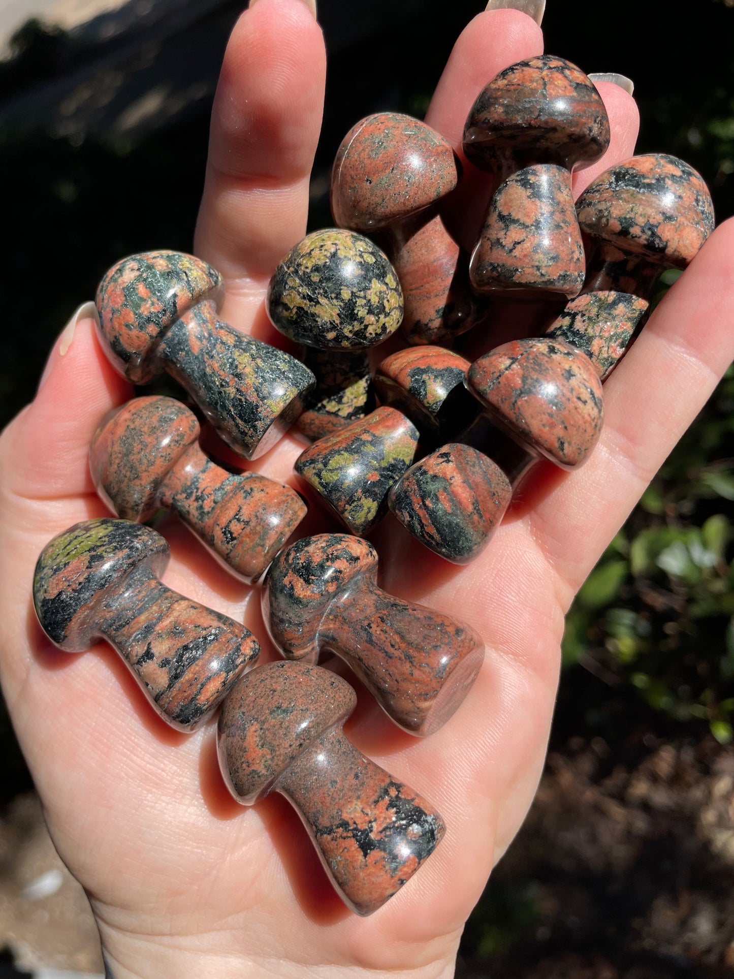 Poppy Jasper Crystal Mushroom Carving