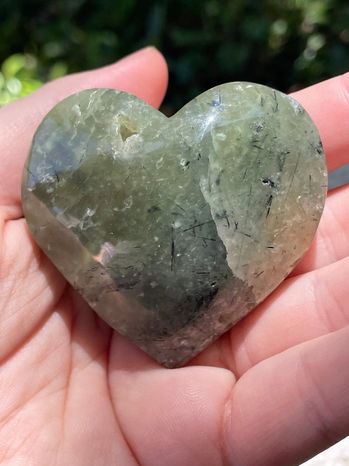 Prehnite with Epidote Crystal Hearts