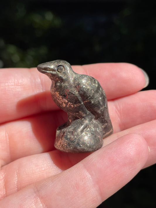Pyrite Raven Carvings