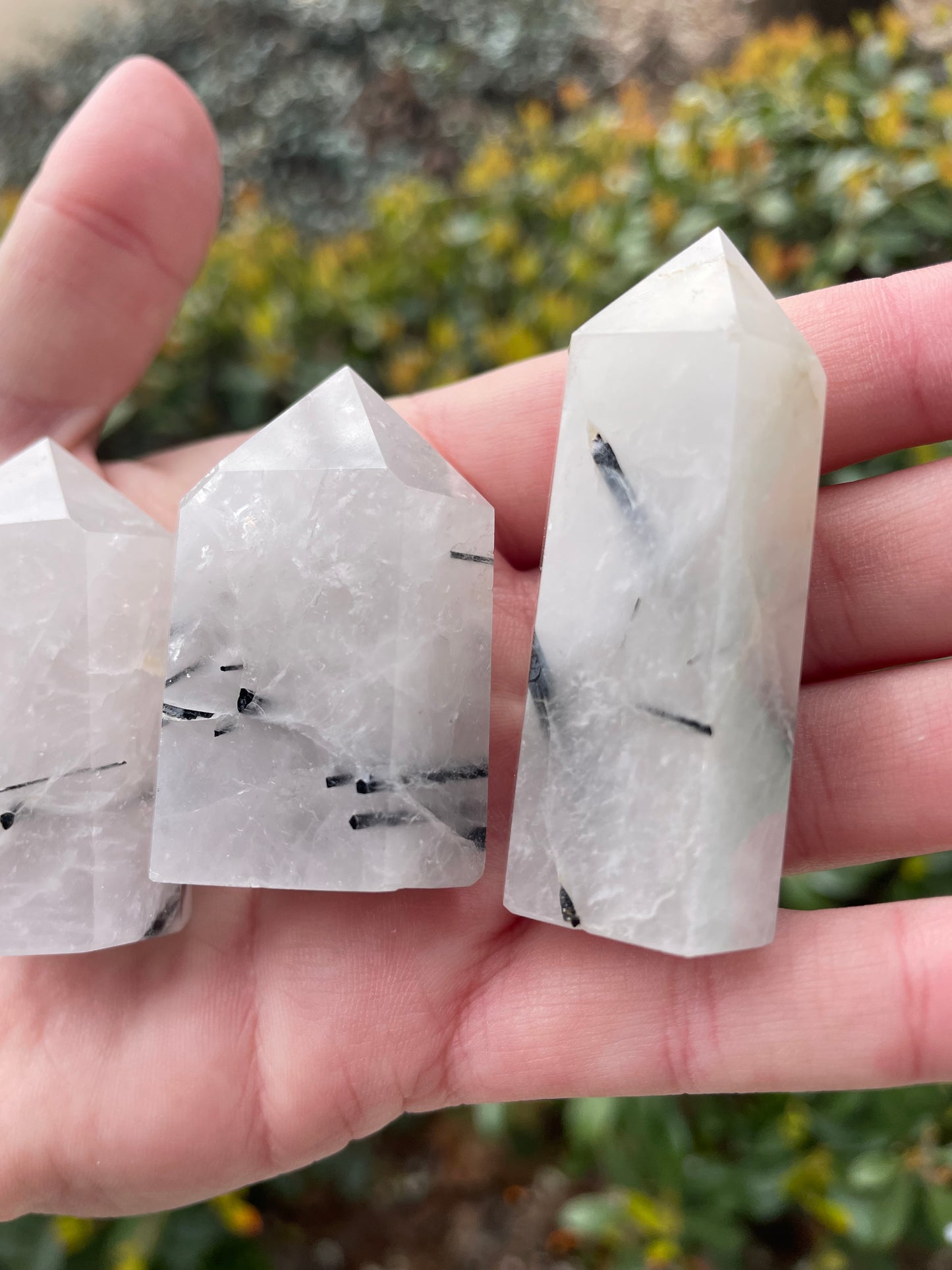 Black Tourmaline in Quartz Crystal Towers
