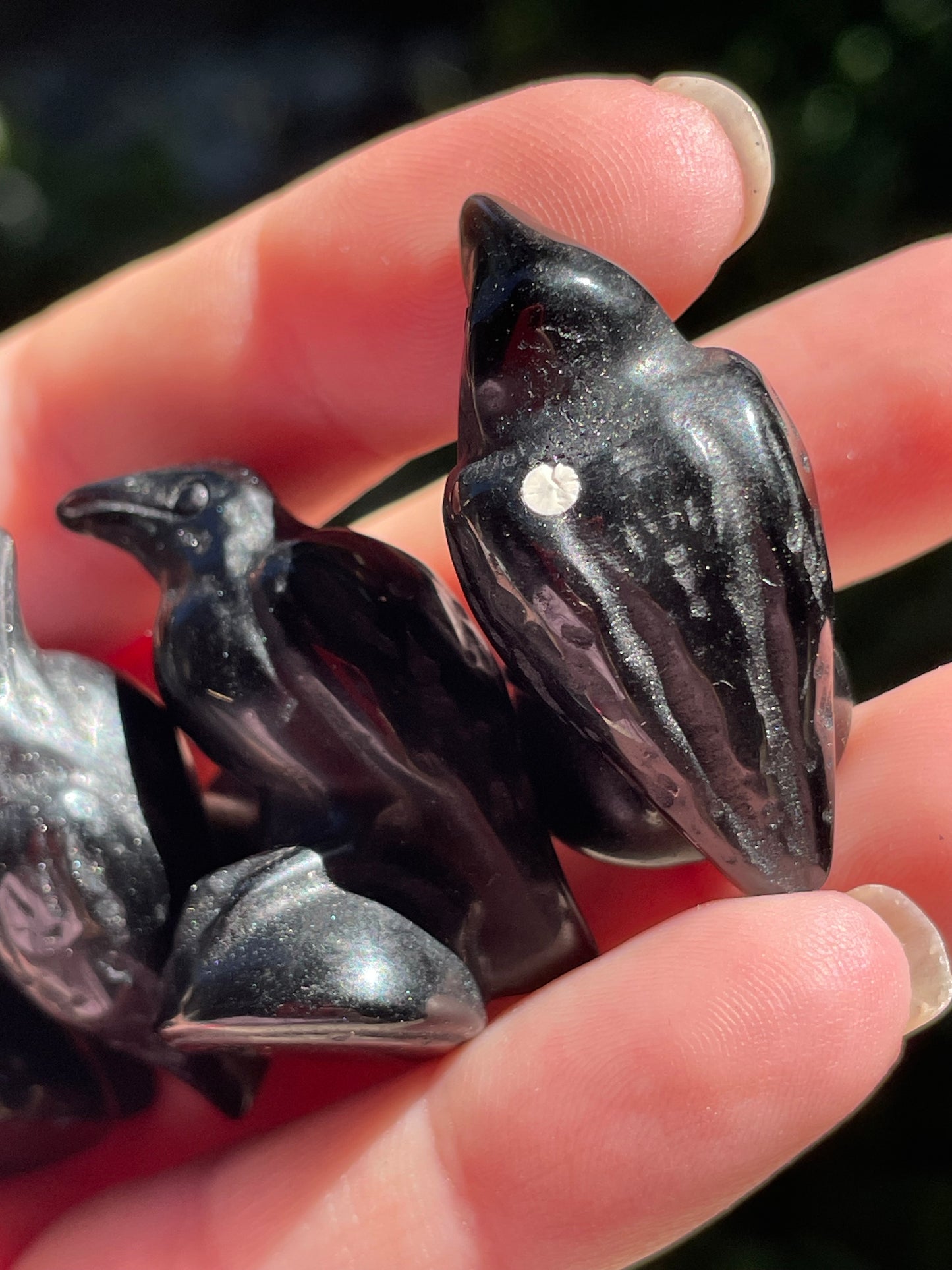 Obsidian Raven Carvings