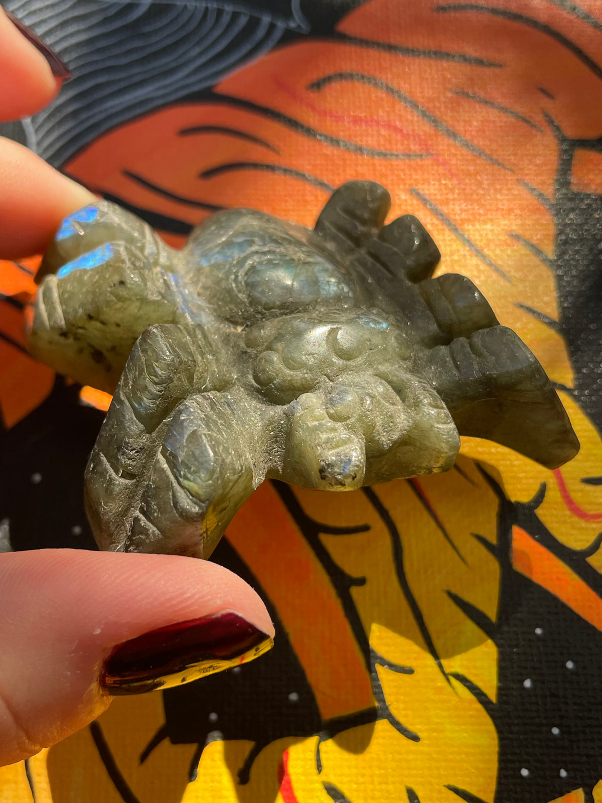 Labradorite Crystal Spider Carving