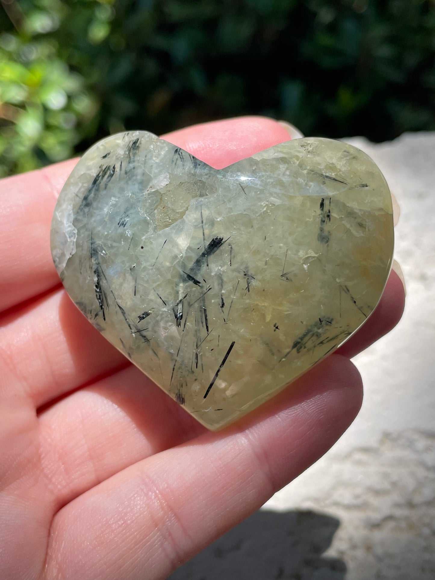 Prehnite with Epidote Crystal Hearts