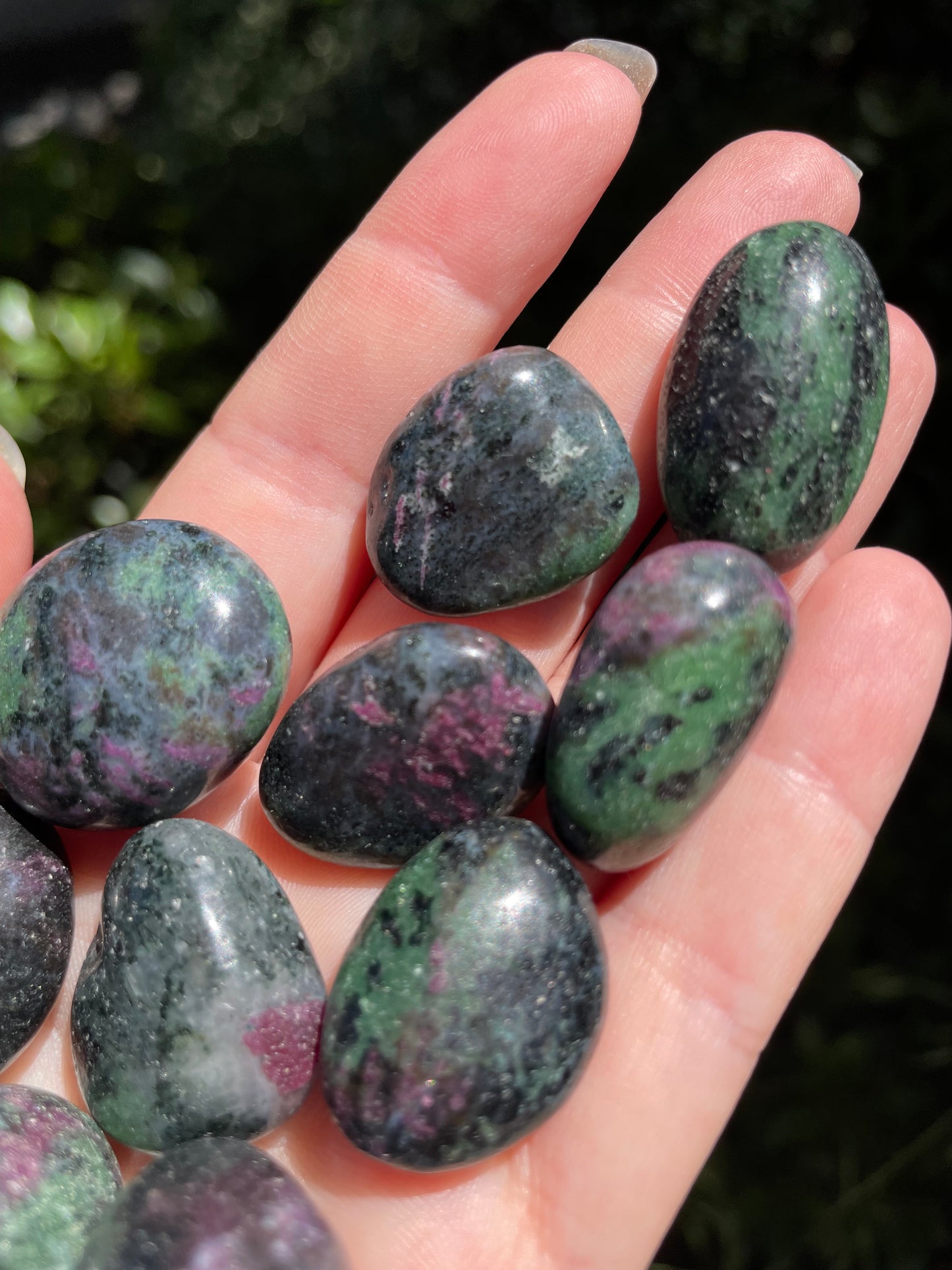 Ruby in Zoisite Crystal Tumbles