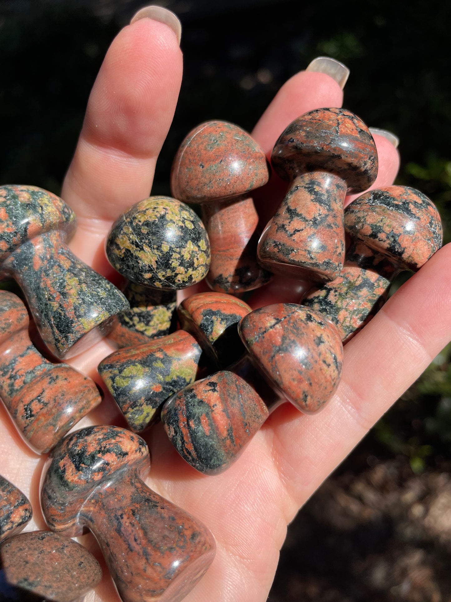 Poppy Jasper Crystal Mushroom Carving