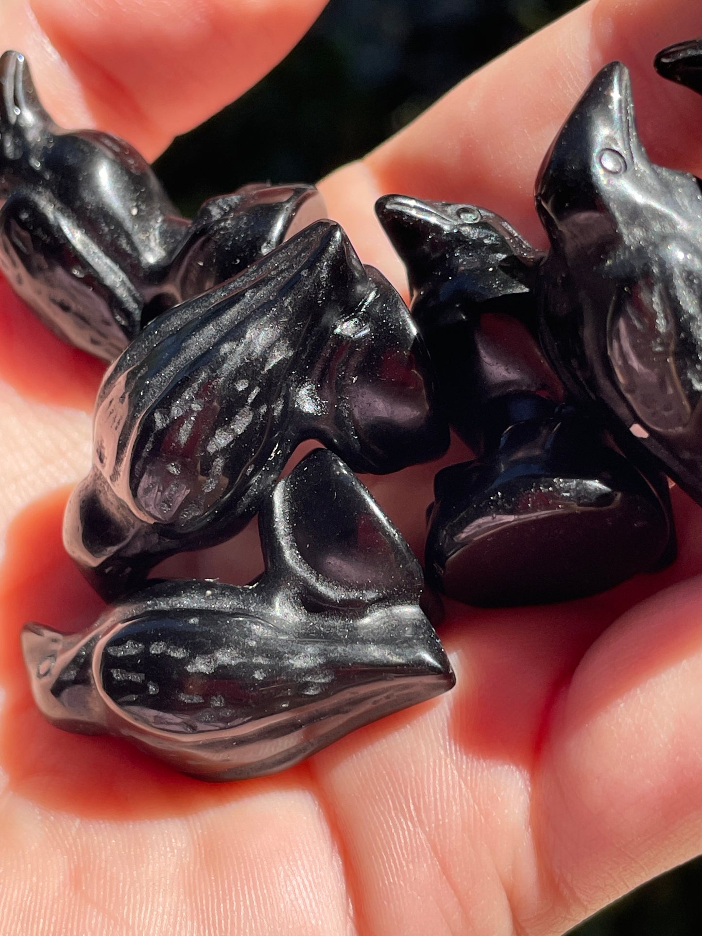 Obsidian Raven Carvings