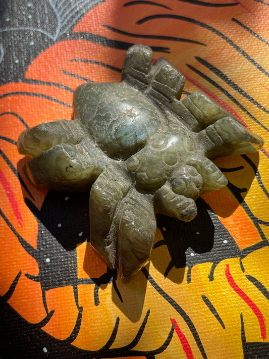 Labradorite Crystal Spider Carving